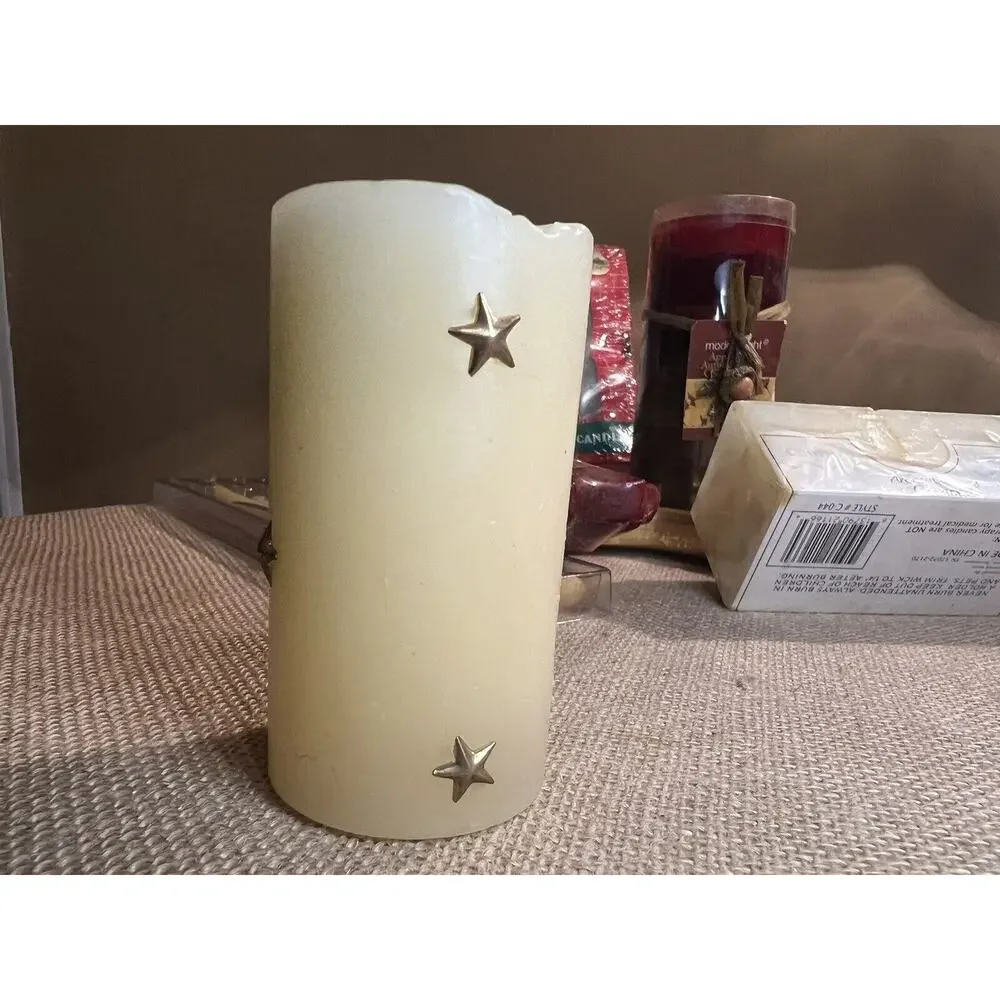 Lot of 8 VINTAGE Assorted Candles and Gold Candle Plate